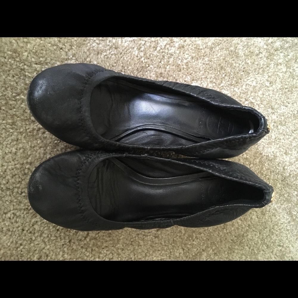 Tory Burch Leather & wood wedges